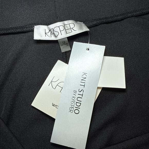 KASPER Black Knit Stretch Long Maxi Skirt SZ 1X Plus Size Office Wear Formal NWT - Picture 3 of 15